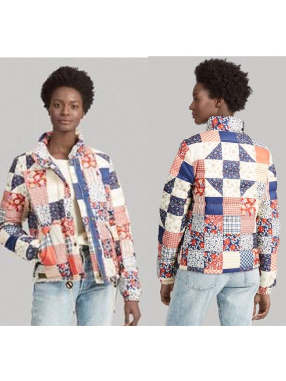 EUC Polo Ralph Lauren Patchwork Quilted Down Jacket Women's Small